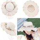 Women Ladies Summer Sun Beach Hat Outdoor Sun Hat with Flower Elegant  Z