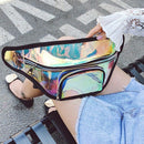 New Punk Lady Girl Rainbow Pvc Transparent Fanny Pack Women Bum Bag Belt Ba