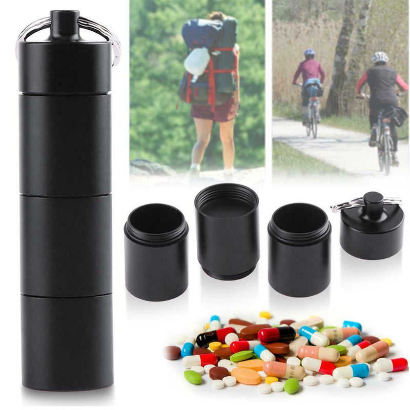 Portable Waterproof Outdoor Medicine Pill Container Aluminum Case Keychain