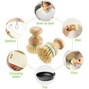 4 Pieces Bamboo Mini Scrub Brush Coconut Bristles Pot Brushes Dish Scrubber