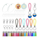146pcs Leather Tassel Keychain Charms Jump Rings Acrylic Keyrings Blanks Crafts