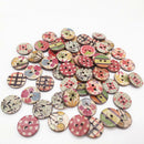 50 x Mixed Random Round Painted Buttons Made of Coconut for DIY Sewing Craft