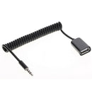 3.5mm Male Plug Jack to USB 2.0 Female Audio Cable Wire Car AUX Spring Cable YS