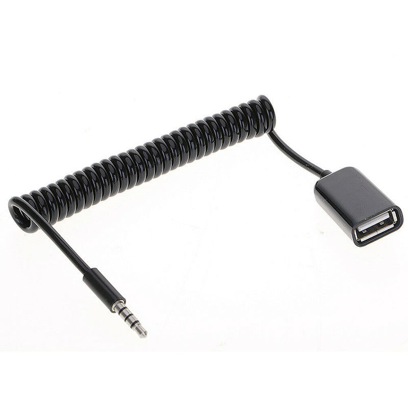 3.5mm Male Plug Jack to USB 2.0 Female Audio Cable Wire Car AUX Spring Cable YS