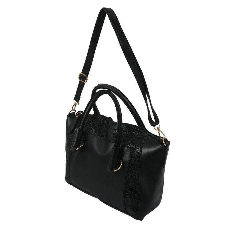 Women's Shoulder Bag in imitation leather Satchel Cross Body Tote Bag (Blac D2S3