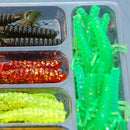 35Pcs Soft Worm Fishing Baits Lead Jig Head Hooks Simulation Lures