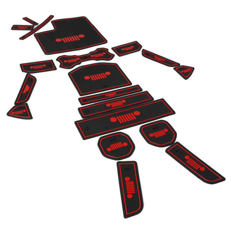 For Jeep Wrangler JL Accessories Door Mats Gate Slot Mat Cups Pads Red 19x New
