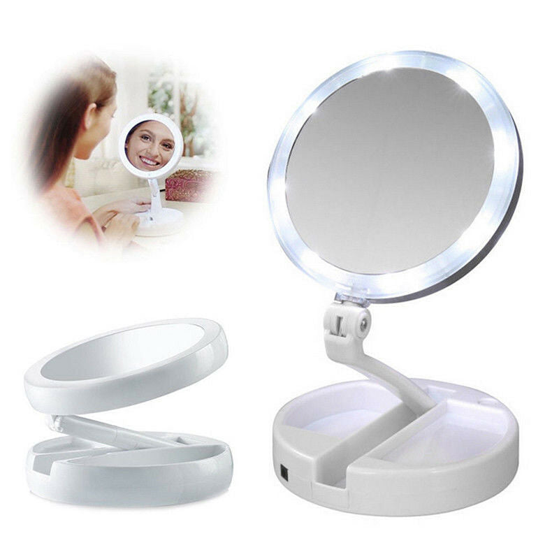1x Magnifying Makeup Mirror Beauty Stand Double Side with LED Light Cosmetic FT
