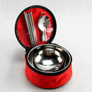 Portable Travel Set Stainless Steel Bowl Chopsticks Spoon Camping Tableware Set