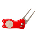 Collapsible Spring Golf Divot Repair Fork Ball Marker Alignment Tools Red