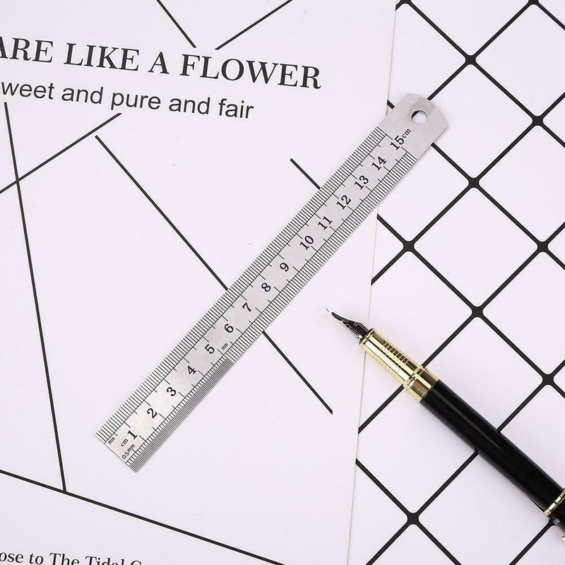Stainless Steel Metal Straight Ruler Double Sided Measuring Tool (150mm) A