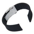 Sports Black Silicone Rubber Watch Strap Band Deployment Buckle Waterproof 22mm