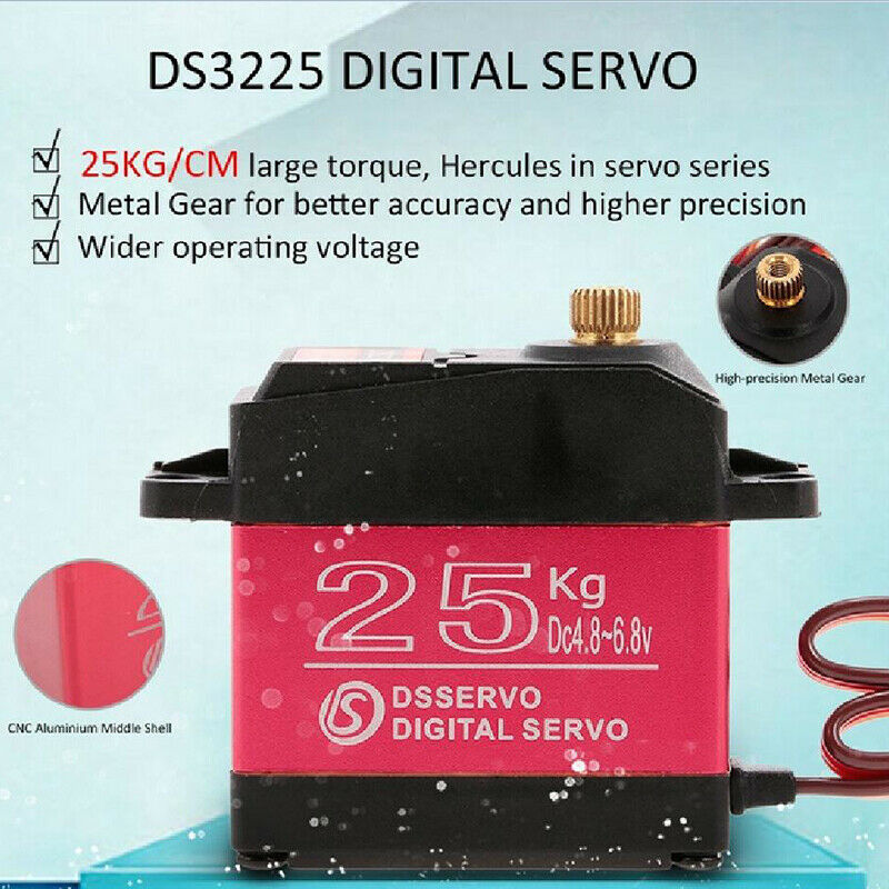 DS3225 Metal Gear Waterproof Torque Digital Steering Servo 25KG For RC Car Robot