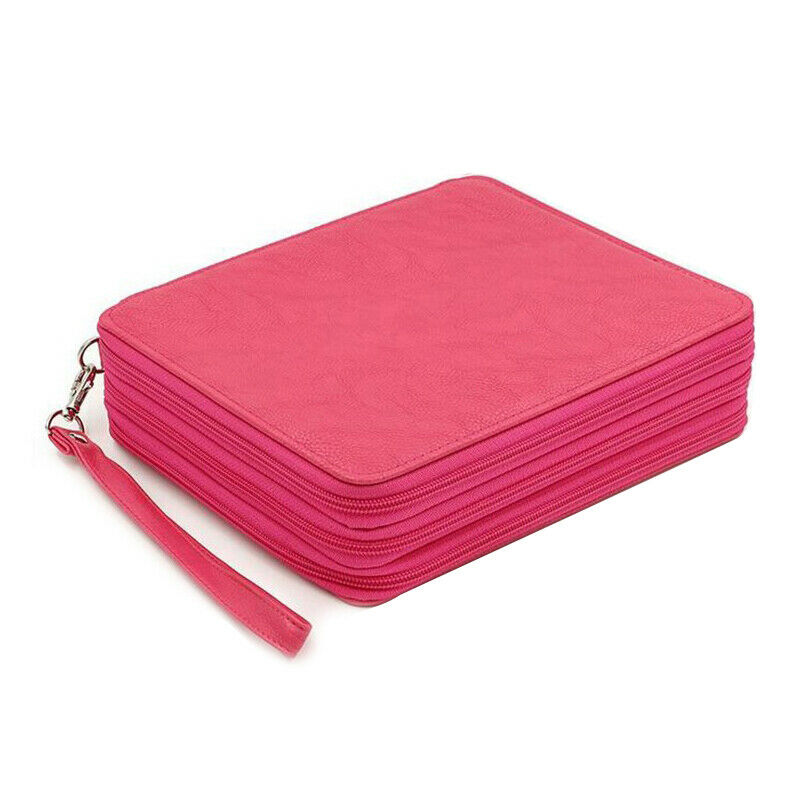 124 Holder 4 Layer Portable PU Leather School Pencils Case Large Capacity P Y5M1