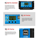 60A SOLAR CELL PANEL BATTERY CHARGE CONTROLLER DUAL USB PORT PWM LCD DISPLAY