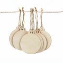 50pcs DIY Craft Wooden Round Bauble with 50pcs Twines to Paint, Unfinished