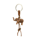 Lucky Cute Elephant Wooden Carving Pendant Key Ring Keychain Chain Evil Defends