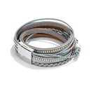 Gray Faux Leather Hot Drilling Multi-Layer Winding Beaded Bracelet Magnetic