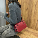 Retro Women Shoulder Bags Flap PU Leather Casual Solid Handbags (Wine Red)