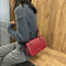 Retro Women Shoulder Bags Flap PU Leather Casual Solid Handbags (Wine Red)