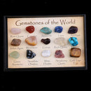 15Pcs Small Polished Gemstones of the World in a Mini Display Case Gifts