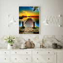Sunset Bridge 5D Full Drill Round Diamond Painting Cross Stitch Mosaic Art