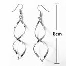 4X(Fashion Double Loop Drop Earrings For Women Long Wave Dangle Earrings StF9Q9)