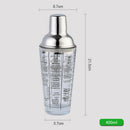 400Ml Bottle Mix Main Glass Transparent Scale Cocktail Shaker 304 Stainless