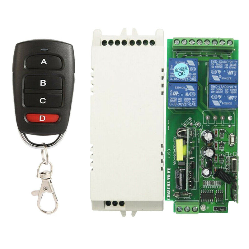 Wireless Remote Control Switch 4CH Receiver with AC220V Transmitter New Four key