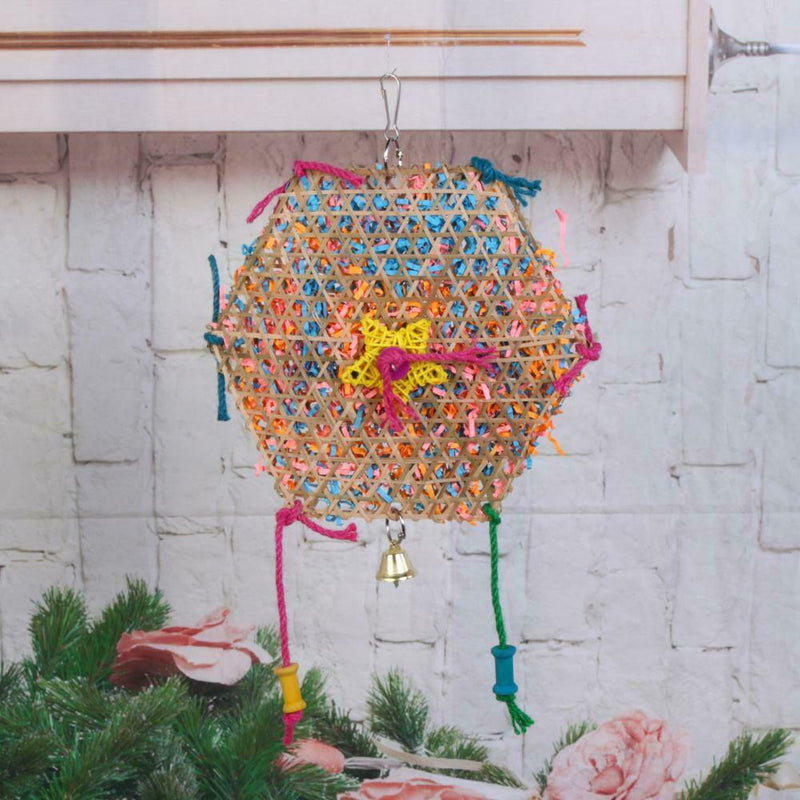 Bell Six Angle Wooden Swing Parrot Bird Toys Bird Cage Accessories