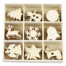 72pcs Christmas Decor Wooden Hanging Ornament Xmas Tree Small Pendant (1)