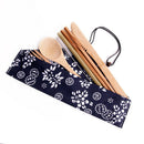 6pcs/Set Portable Bamboo Cutlery Travel Eco-friendly Fork Spoon Straw Set Pouch