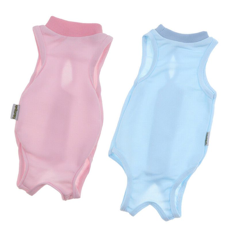2Pcs M Blue Pink Pet Apparel  Recovery Suit for Cats Care Weaning