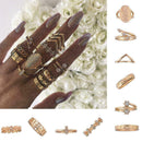 13x Mujer Golden Crystal Turtle Finger Rings Knuckle Midi Ring Sets Boho Q7 Y2W3
