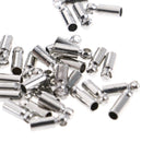 100xSilver Plated Barrel Bead Leather Cord ends caps Jewelry findings 6x2 %o
