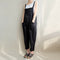 Casual Women Solid Color Strappy Pocket Loose Harem Jumpsuit Black S J6E4