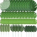 60 Pcs 6 Kinds Artificial Palm Leaves Tropical Plant Leaves Faux Monstera L S9D2
