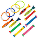 13 Pack Dive Pool Toys Blaster Torpedo Dive Ring and Diving Rod Pool Dive T
