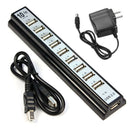Power Adapter + 10 Port Hi-Speed USB 2.0 Hub for PC Laptop Computer Tide New