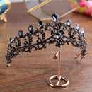 Black Crown Wedding Tiara Headband Rhinestones Bridal Hair Accessories Vint