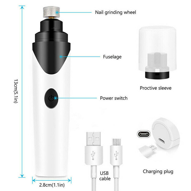 Electric Dog Pet Nail Grinder Cat Nail Claw Paw Toe Clipper Trimmer Grooming Kit