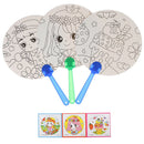 1Pc DIY kids coloring cartoon hand fan craft kindergarten drawing toys MO