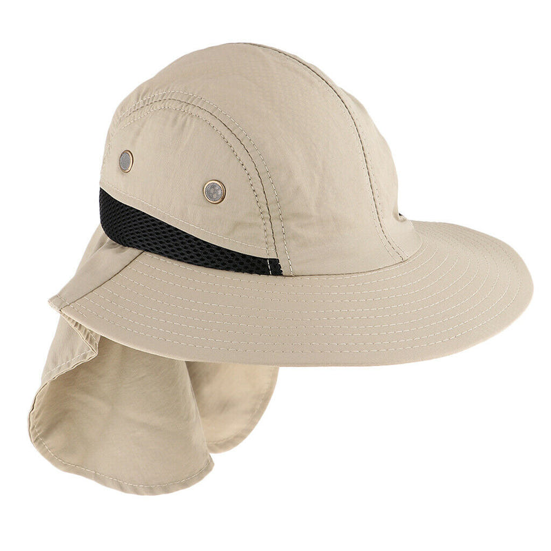 Packable Big Brim Hat Sun Protection Hats Foldable Roll up Sun Cap Khaki 58-60CM
