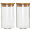 Glass Storage Jar, with Airtight Seal Bamboo Lid, 7.9 x 3.94 in ,Set of 2, 1E8R9