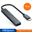 Type-C To 4 USB Hub Expander Ultra-Thin Portable 4 Ports Splitter PC Computer