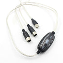 2m MIDI Cable to USB IN-OUT Converter PC to Keyboard Music Adapter Cord