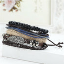 Angel Wings Feather Bracelets Alloy Multilayer Rope Leather Beads Bangle Jewe Ew