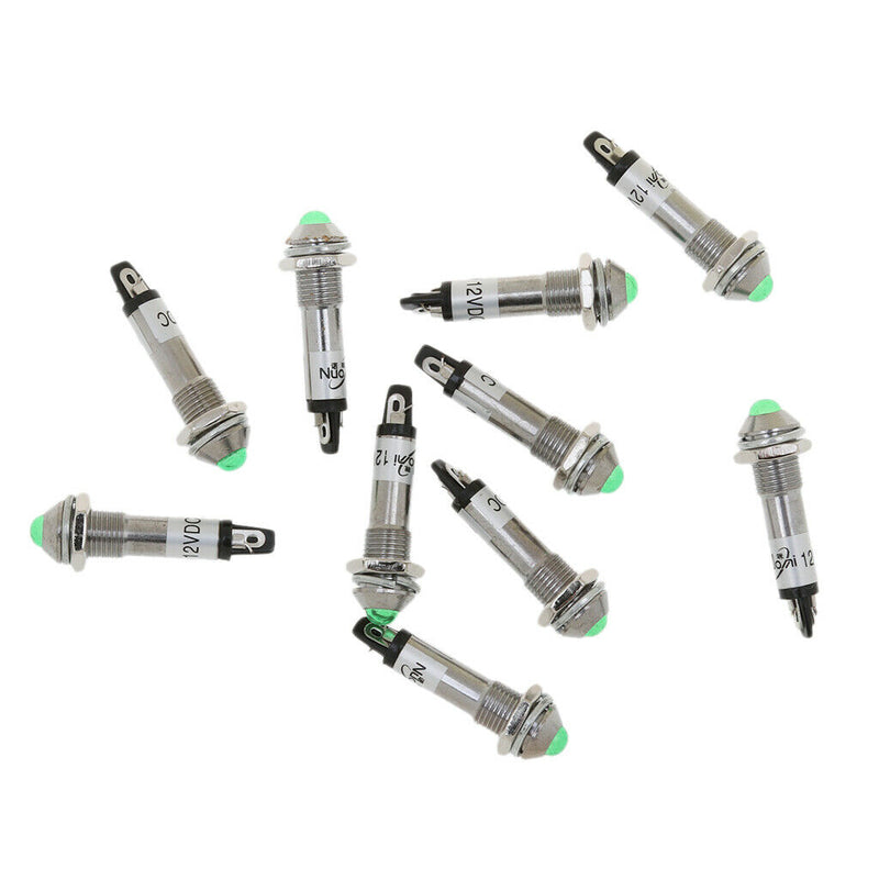 20x XD8-2 8mm 12V DC LED Metal Signal Indicator  Dash Light Red+Green