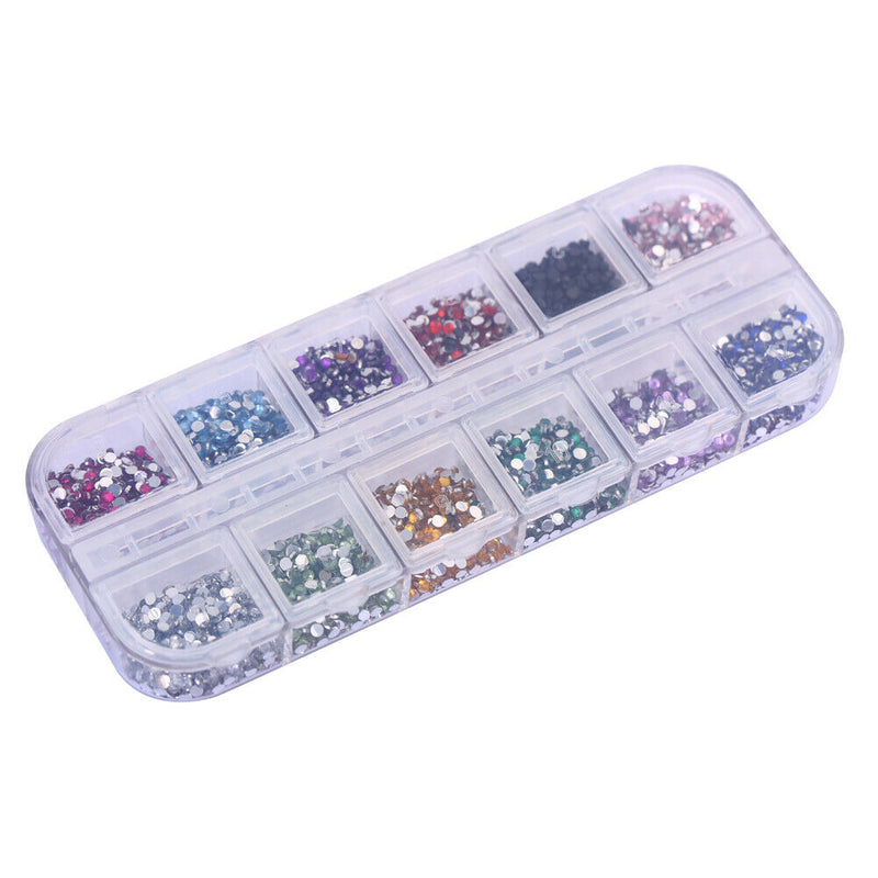 3600pcs Nail Art Rhinestones Decoration 1.5mm Round Glitters With Hard Case