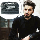 4pcs Retro Weave Bracelet Multilayer Leather Bangles Religious Jewelry Gift